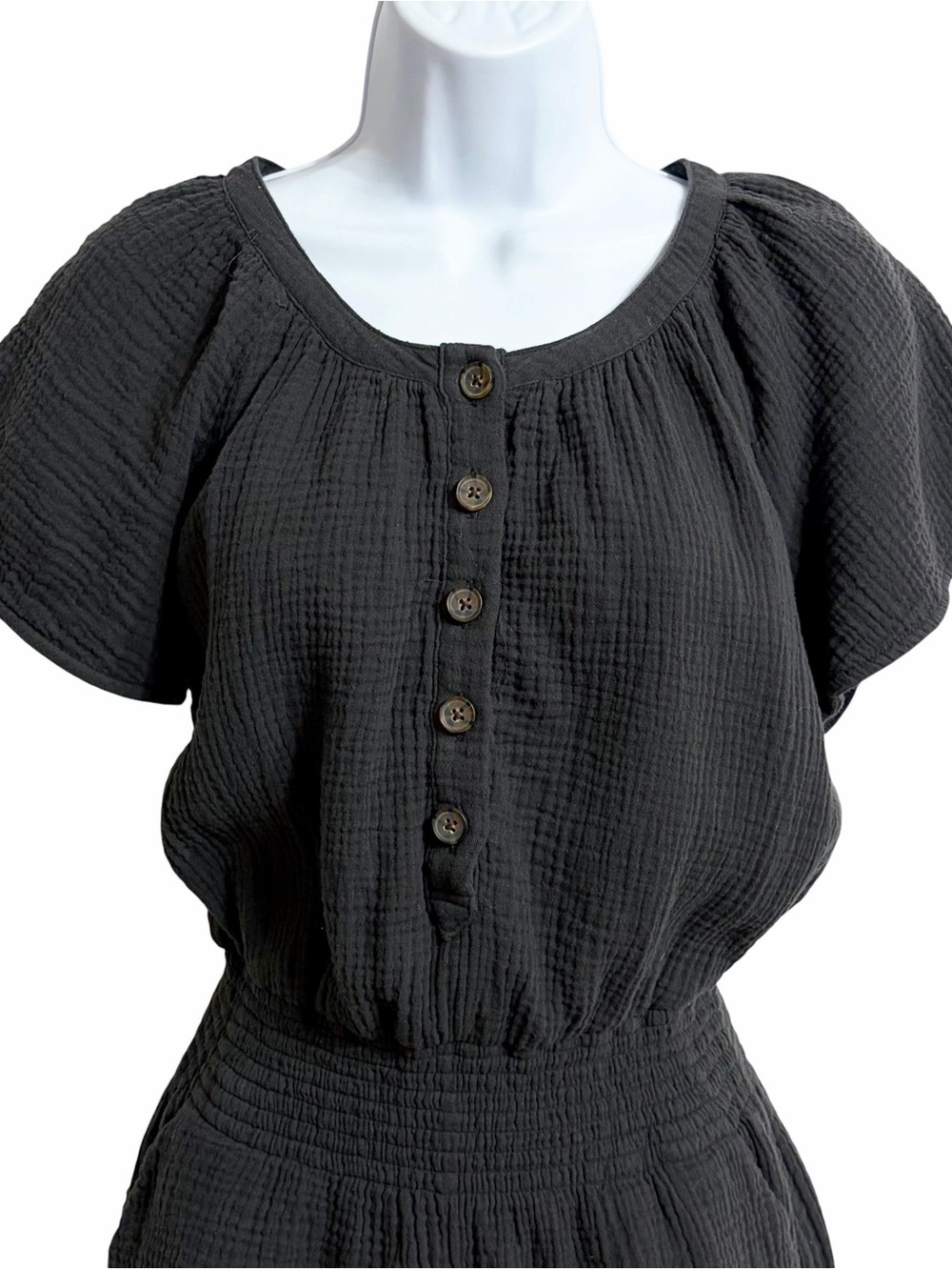 Marine Layer Bella Double Cloth Gauze Romper Women S Charcoal Coastal Beach Boho - Picture 2 of 8